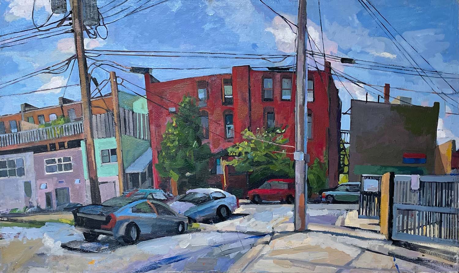 Red Hotel, 24" by 40", oil, 2019